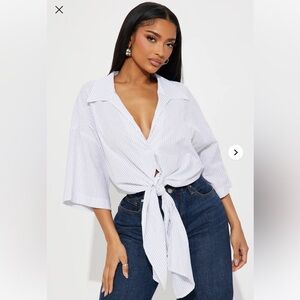 Julianna Striped Shirt - White